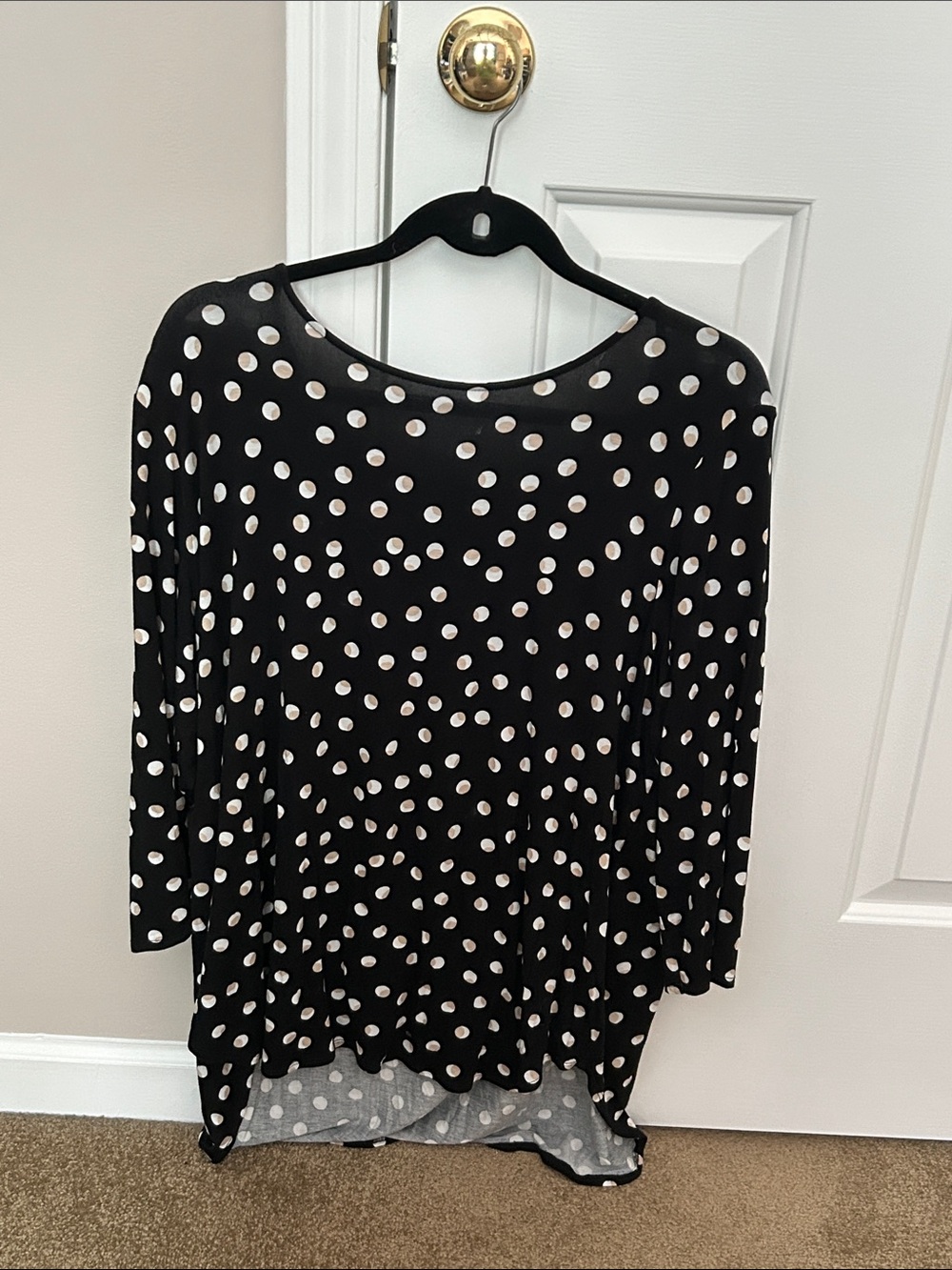 Premise Black Long Sleeve Polka Dot Top - White Spots